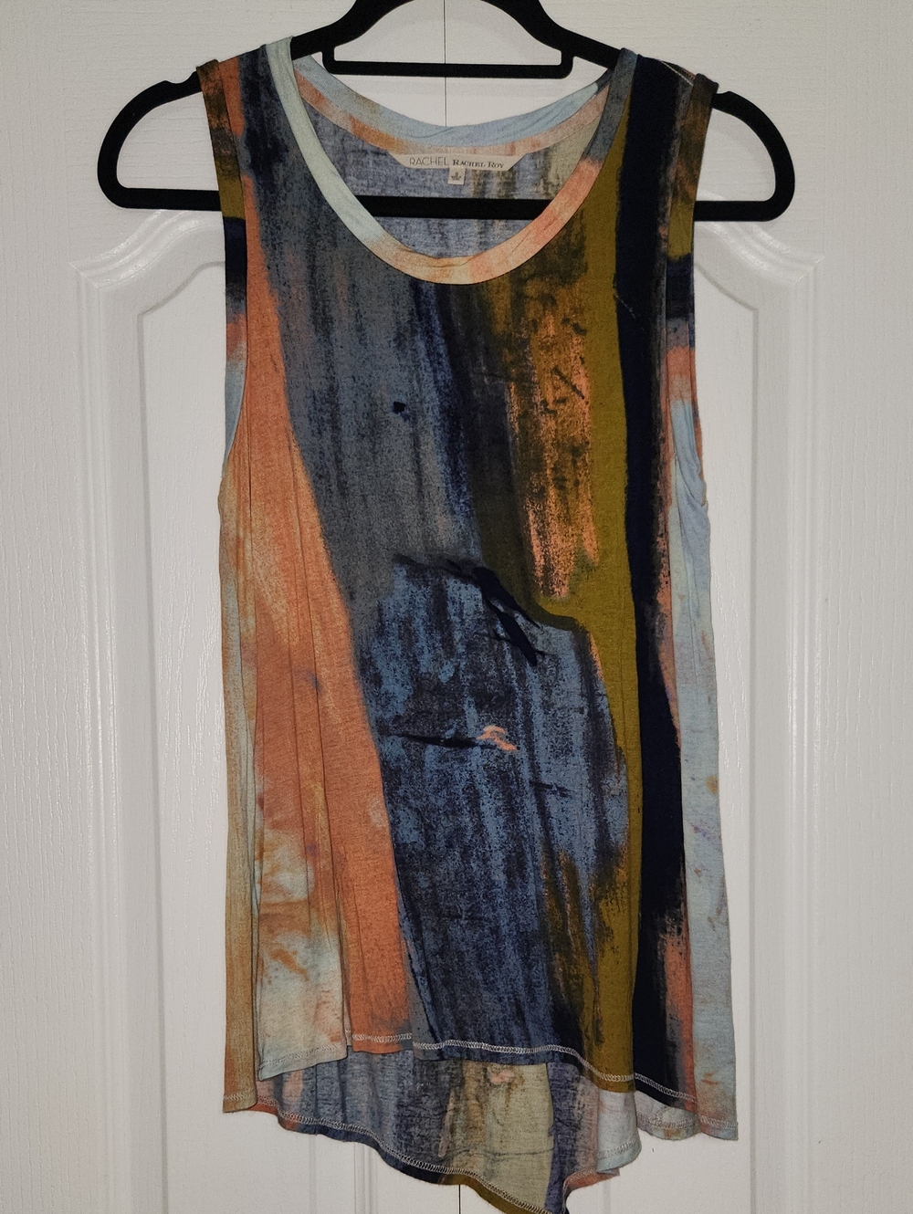 RACHEL Rachel Roy Painterly Stripe Tank Top - Blue, Olive, Coral